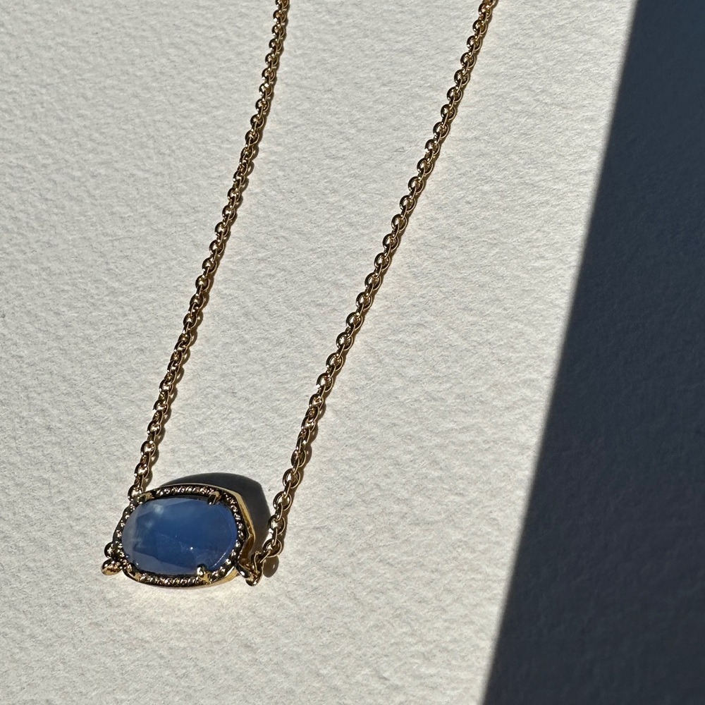 Kendra Scott Blue Pendant Gold Chain Necklace